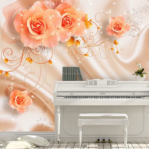 Fotomurales: Rosas entre sedas