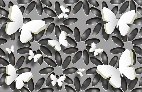 Fotomurales: Collage flores y mariposas