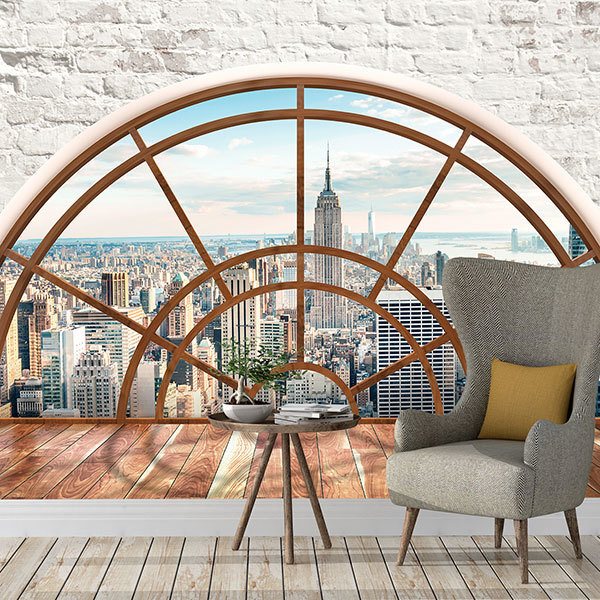 Vinilos Decorativos: Ventana semicircular Nueva York