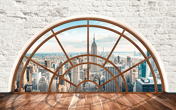 Vinilos Decorativos: Ventana semicircular Nueva York