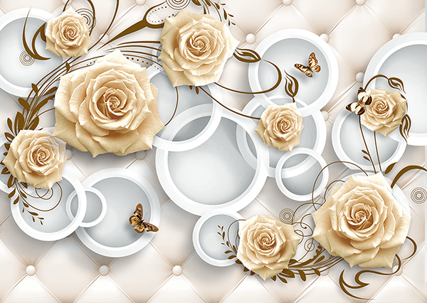 Fotomurales: Cabecero con rosas marrones