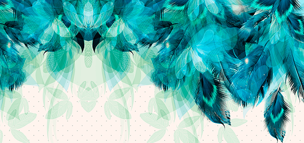Fotomurales: Plumas y hojas turquesas