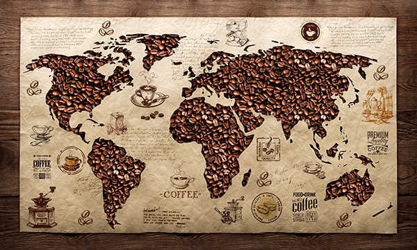 Fotomurales: Mapamundi de café