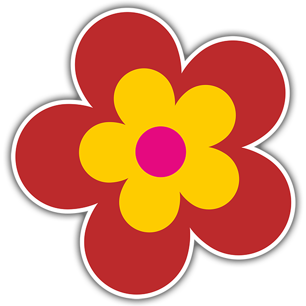 Vinilos Decorativos: Flor Roja Amarilla y Rosa