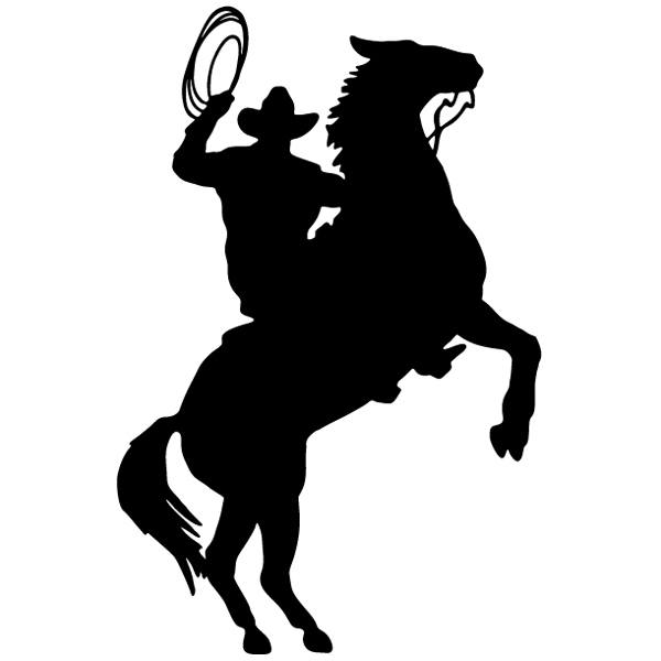Pegatinas: Vaquero con lazo sobre caballo