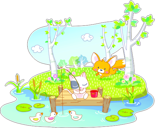 Vinilos Infantiles: Animalitos pescando