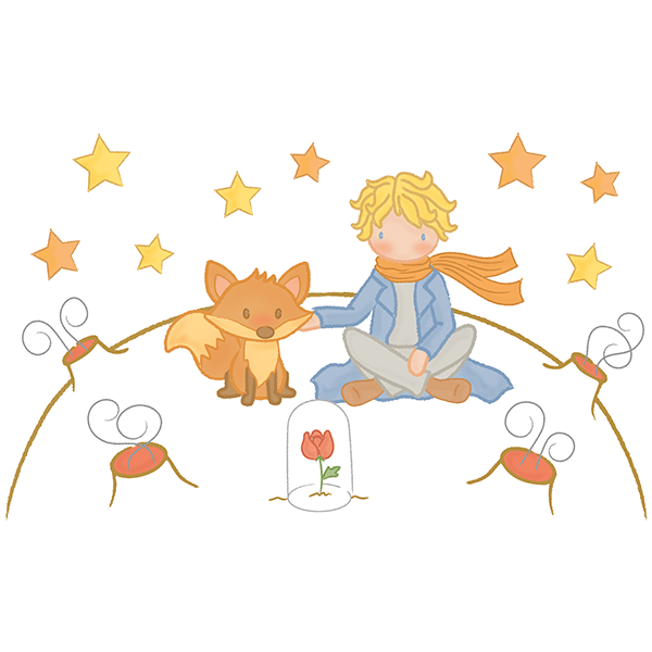 Vinilos Infantiles: Niño sentado con su mascota