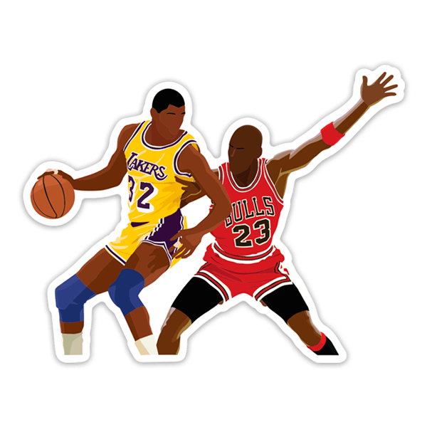 Pegatinas: Michael Jordan contra Magic Johnson