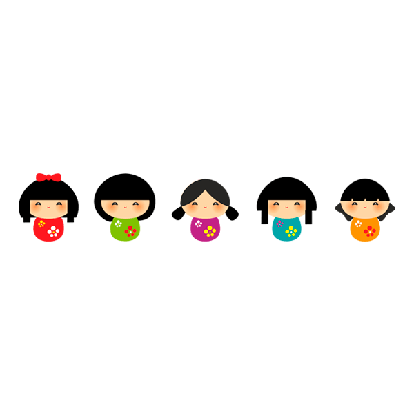 Vinilos Infantiles: Kit de 5 muñecas Kokeshi