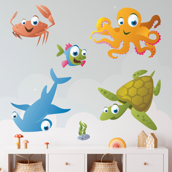 Vinilo decorativo infantil Kit animales marinos