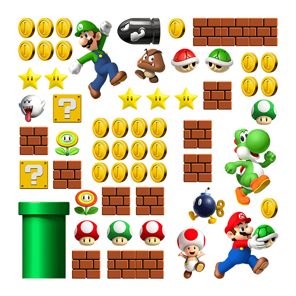 Vinilos Infantiles: Set 60X Super Mario Bros