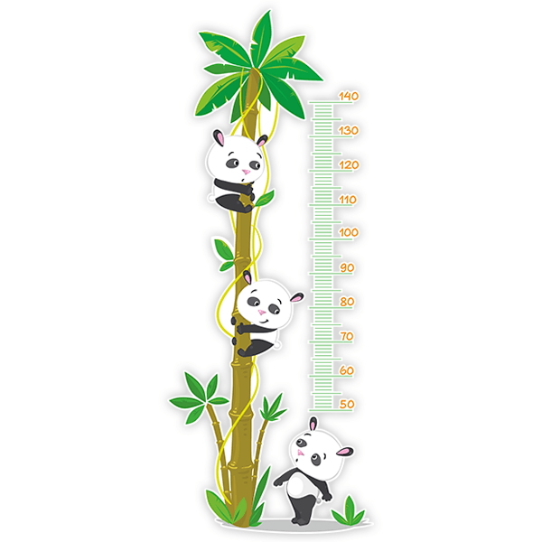 Vinilos Infantiles: Medidor Pandas en palmera