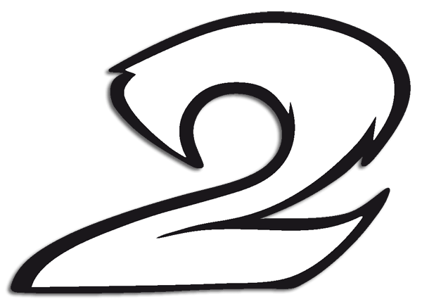 Pegatinas: Número 2 en blanco y negro