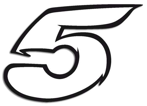 Pegatinas: Número 5 blanco y negro