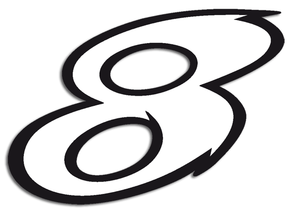 Pegatinas: Número 8 blanco y negro