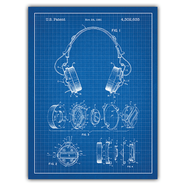 Vinilos Decorativos: Auriculares fondo azul