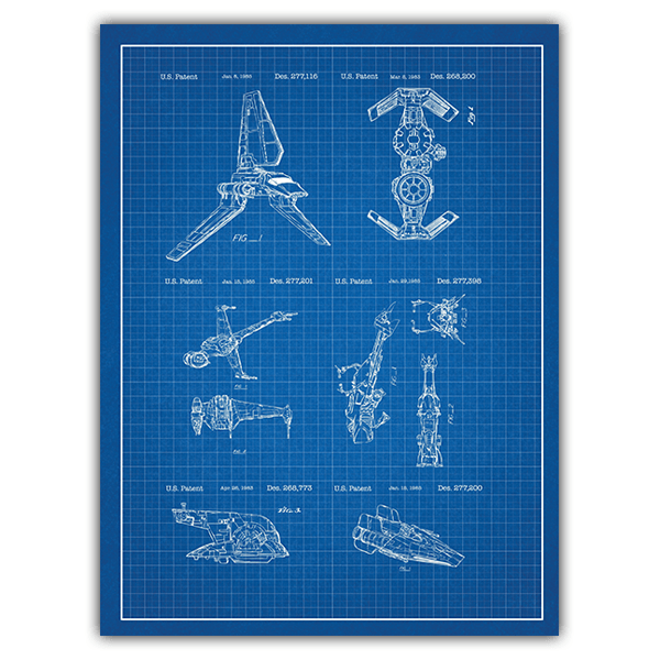 Vinilos Decorativos: Naves Star Wars patente azul