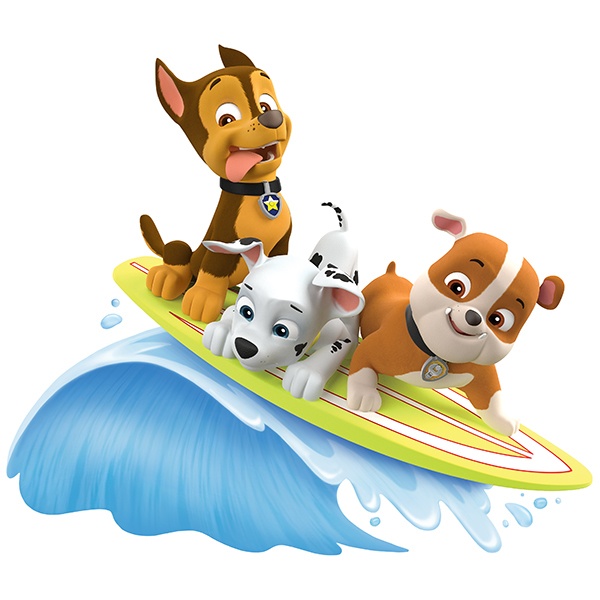 Vinilos Infantiles: Patrulla Canina - Chase, Marshall y Rubble surfean
