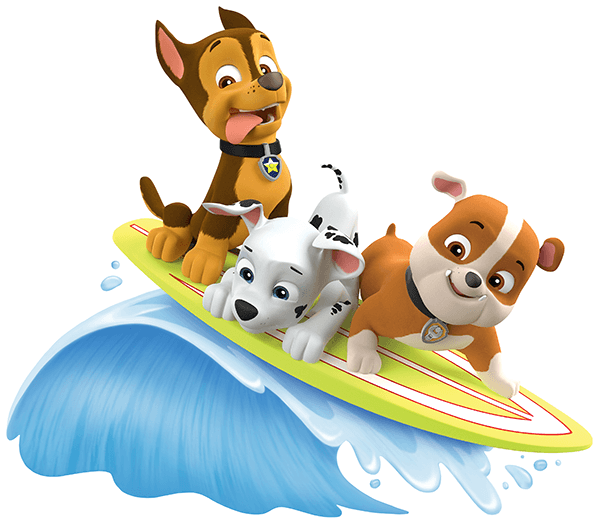 Vinilos Infantiles: Patrulla Canina - Chase, Marshall y Rubble surfean