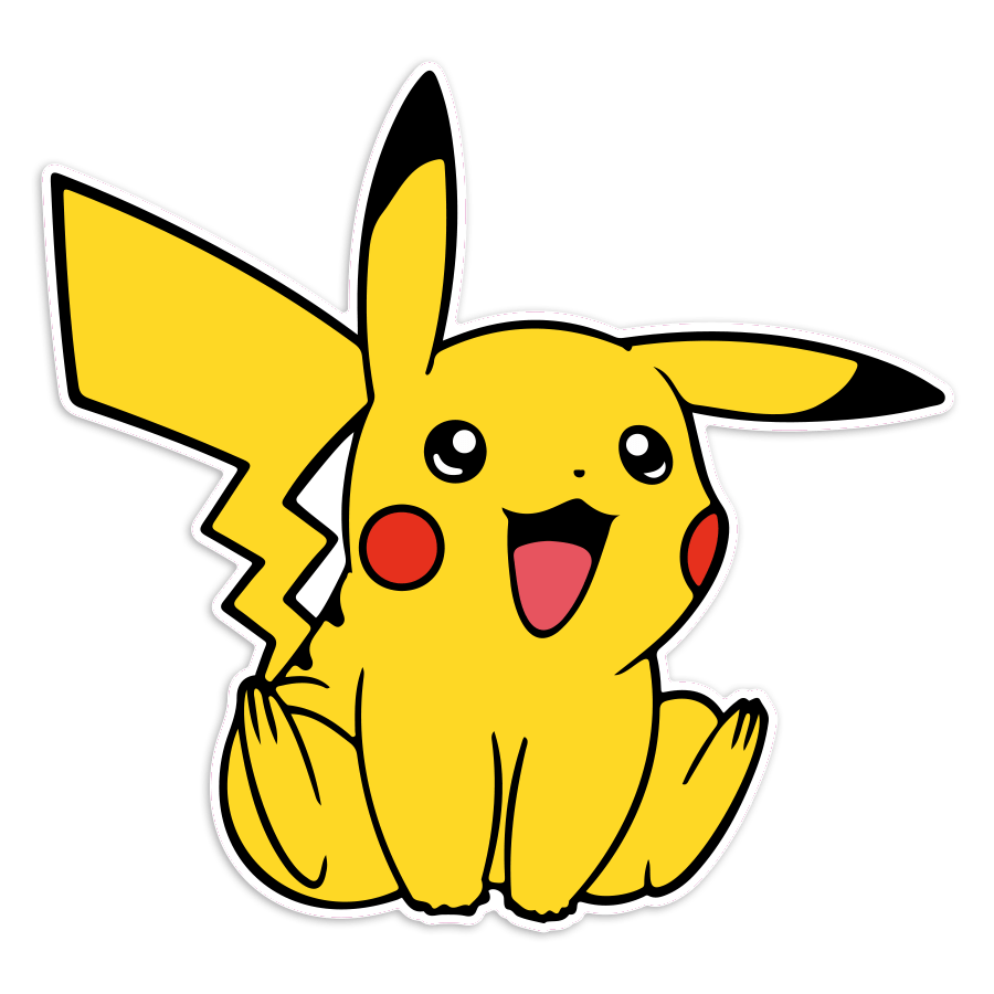 Pegatinas: Pikachu sentado feliz Pokémon