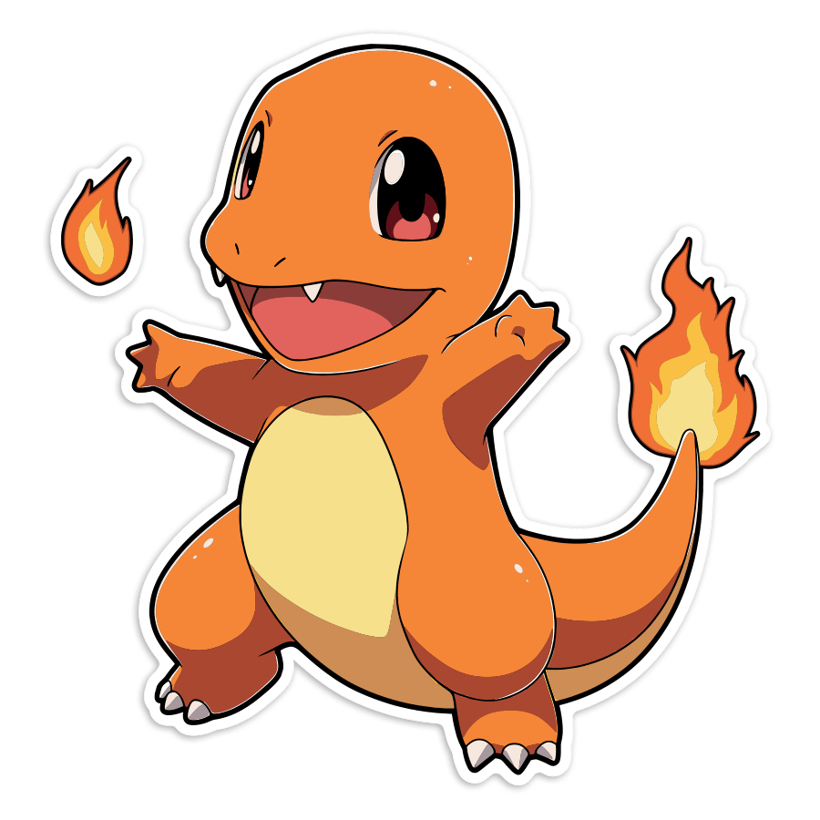 Pegatinas: Charmander feliz fuego Pokémon