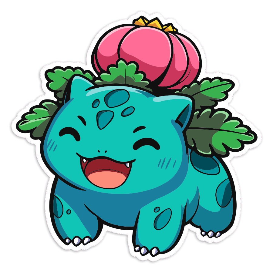 Pegatinas: Ivysaur chibi sonriente Pokémon