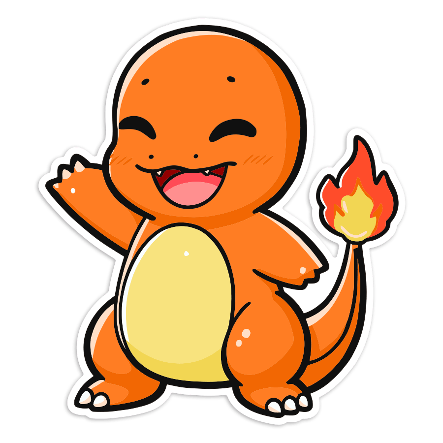 Pegatinas: Charmander chibi sonriente Pokémon