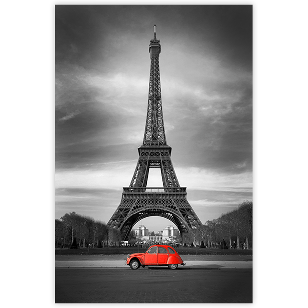 Vinilos Decorativos: Coche ante la torre Eiffel