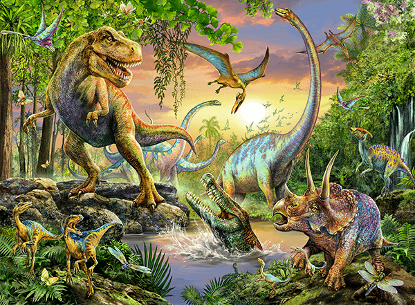 Vinilos Decorativos: Póster adhesivo Dinosaurios en la Selva