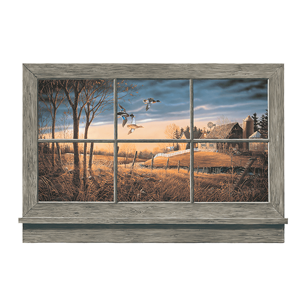 Vinilos Decorativos: Ventana atardecer patos