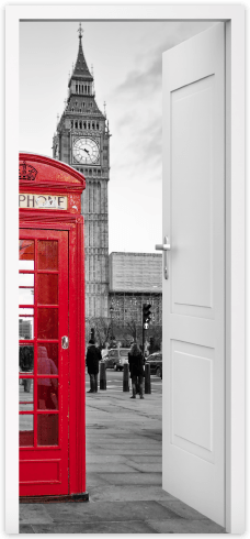 Vinilos Decorativos: Puerta abierta cabina Londres