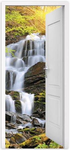 Fotomurales: Puerta abierta cascada