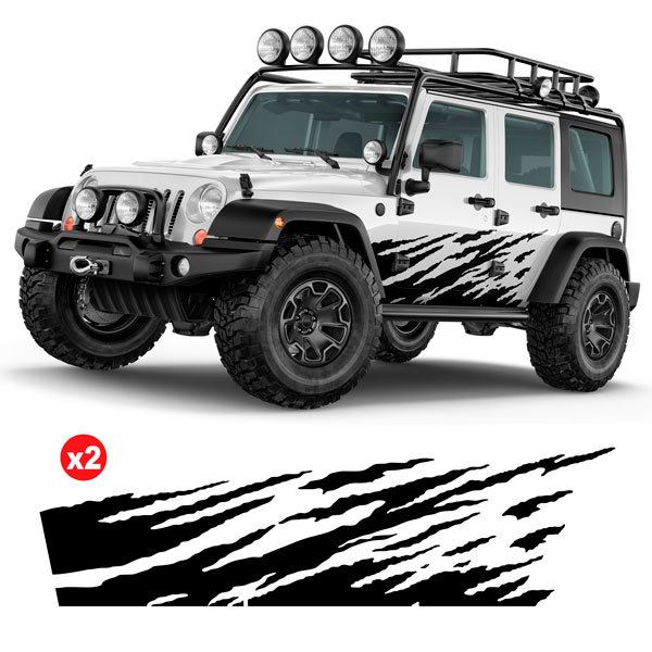 Pegatinas: Bandas laterales Wrangler 4 Puertas Desgastado