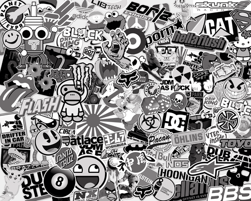 Pegatinas: Stickerbomb blanco y negro