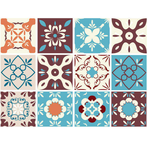 Vinilos Decorativos: Kit 48 Vinilos para azulejos retro