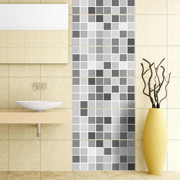 Declaración Margarita mental Kit 48 vinilos para azulejos mosaico de grises | TeleAdhesivo.com