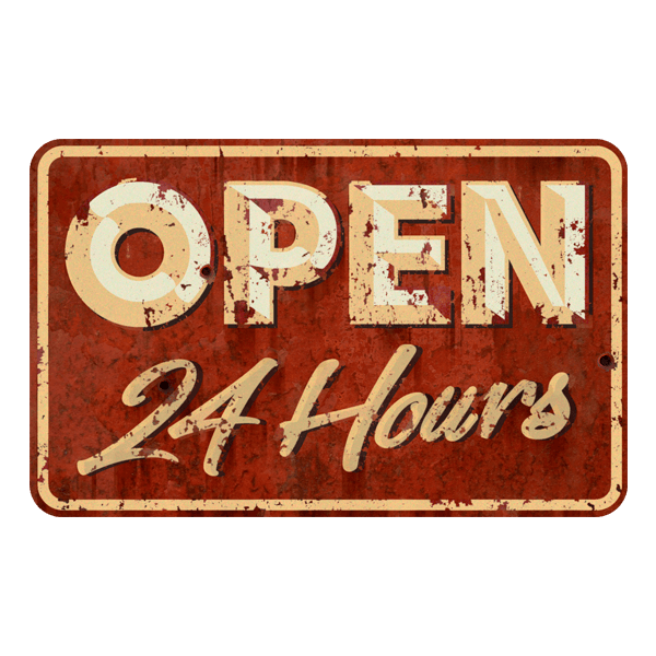 Vinilos Decorativos: Open 24 Hours