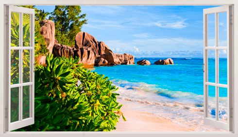 Vinilos Decorativos: Panorámica piedras en la playa 1