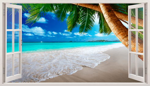 Vinilos Decorativos: Panorámica palmera en la playa 3