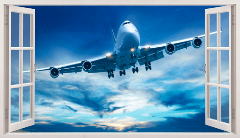 Vinilos Decorativos: Panorámica avión comercial 1