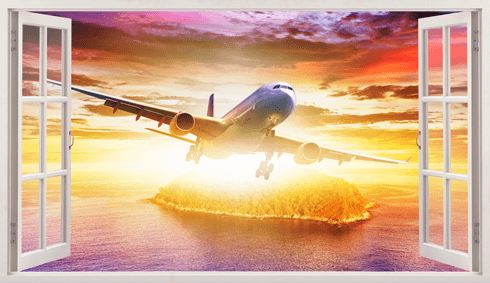 Vinilos Decorativos: Panorámica avión comercial 2