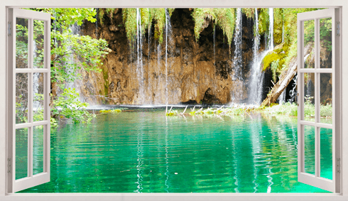 Vinilos Decorativos: Panorámica lago y cascada