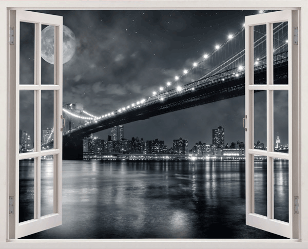 Vinilos Decorativos: Puente de Brooklyn (blanco y negro)