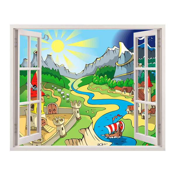 Vinilos Infantiles: Ventana Valle de Aventuras