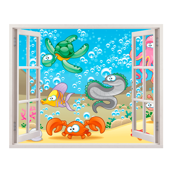 Vinilos Infantiles: Ventana Fondo Marino