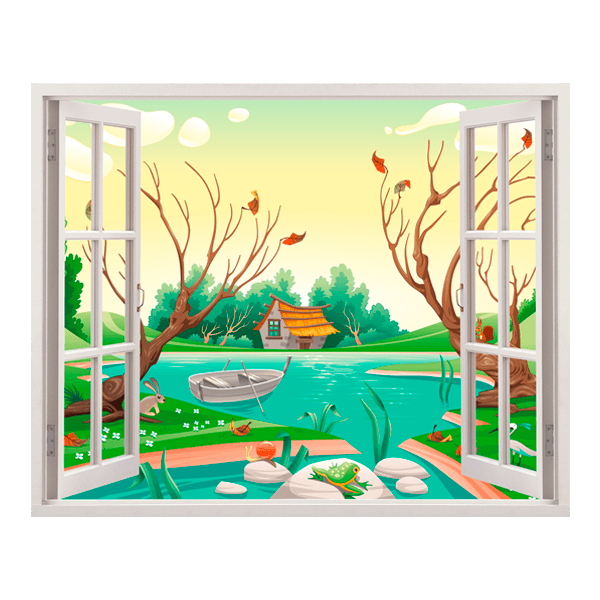 Vinilos Infantiles: Ventana Lago del bosque