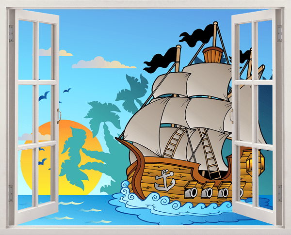 Vinilos Infantiles: Ventana Piratas