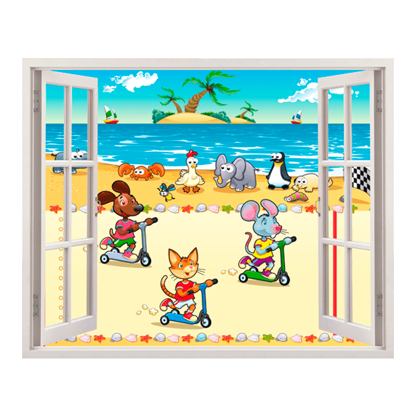 Vinilos Infantiles: Ventana carrera en la playa