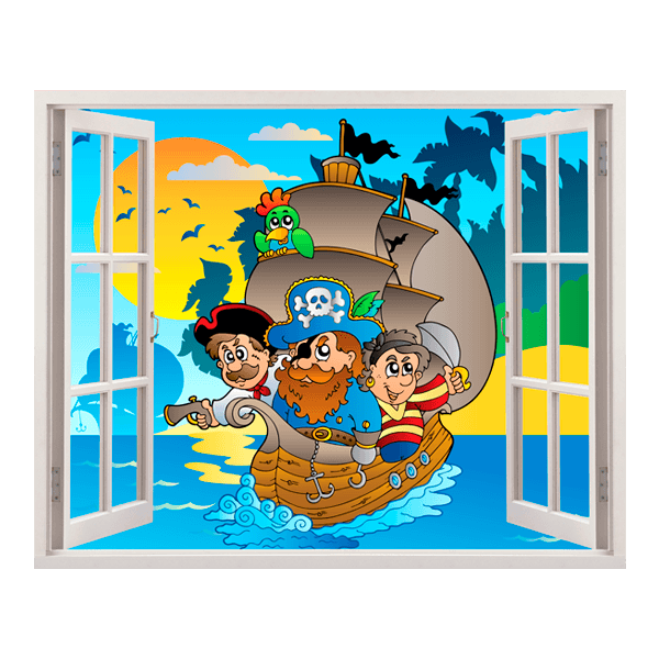 Vinilos Infantiles: Ventana de barco pirata infantil