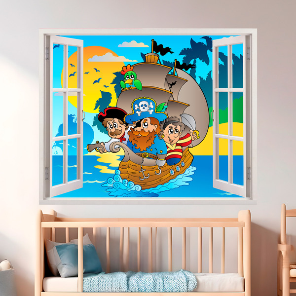 Vinilos Infantiles: Ventana de barco pirata infantil